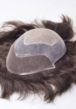 Injected Thin Skin Toupee for Men Attached with French Lace and Diamond Lace