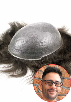Ultra Thin Skin Base with V-looped Human Hair Wigs for Men