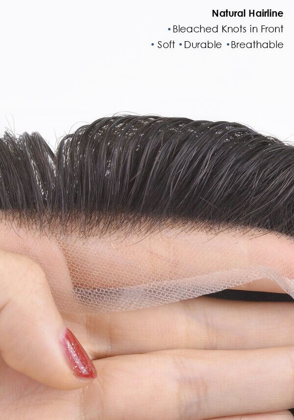  French lace front with poly side and back stock hairpiece