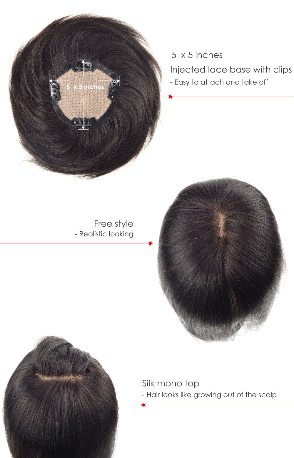 Silk Top Hairpiece for Women